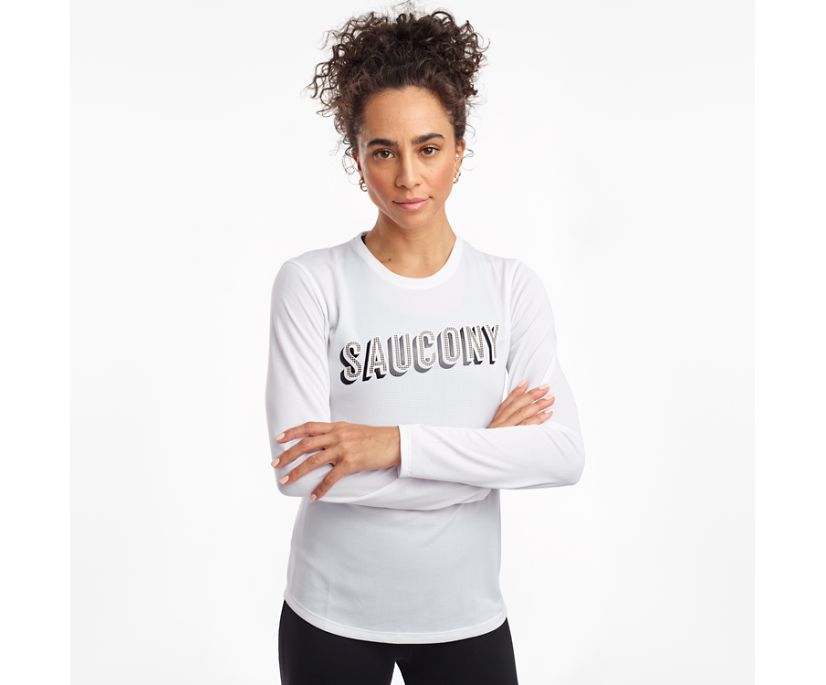 Saucony Stopwatch Long Sleeve Women\'s Shirts White | AU 298SGLO